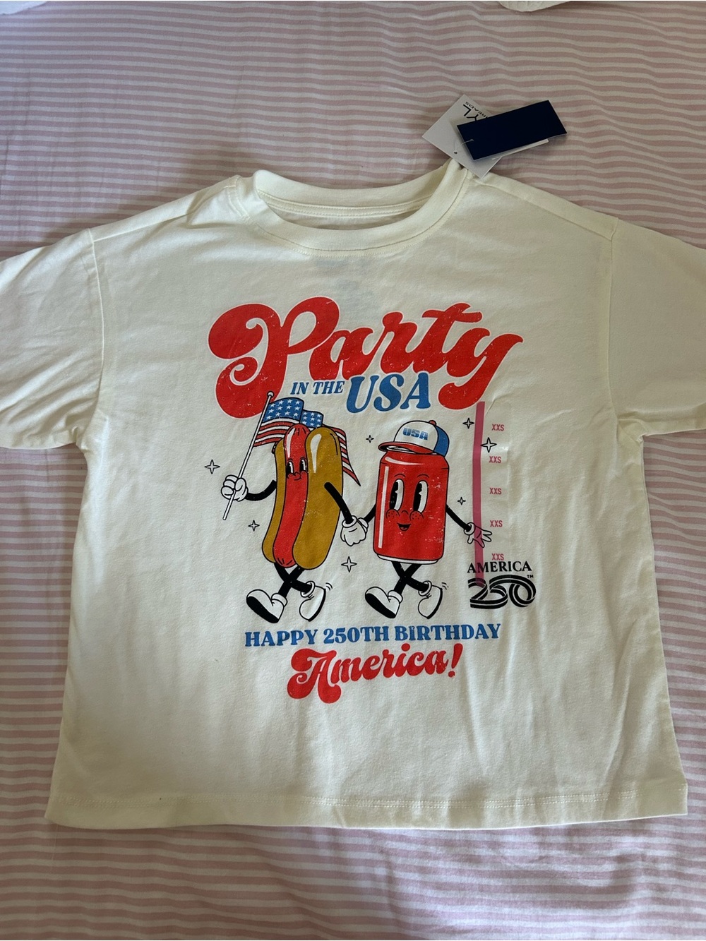 Target White Tee "Party in the USA" with Red and Blue Graphic